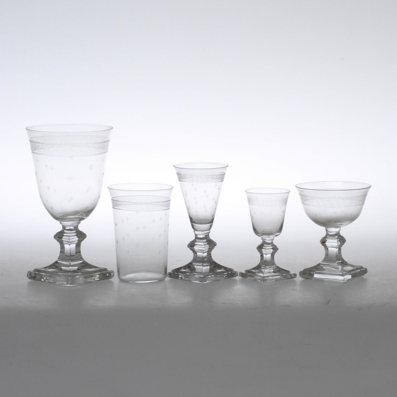 GLASSERVISDELAR, 35 delar, 18/1900-tal.