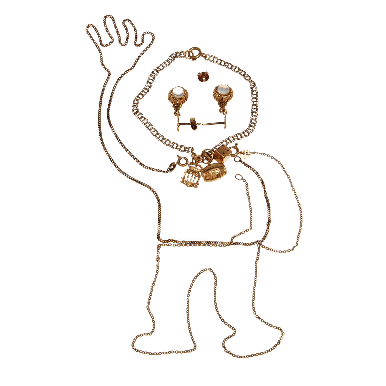 GULD, 5 delar, 18k, vikt totalt 14,8 gram.