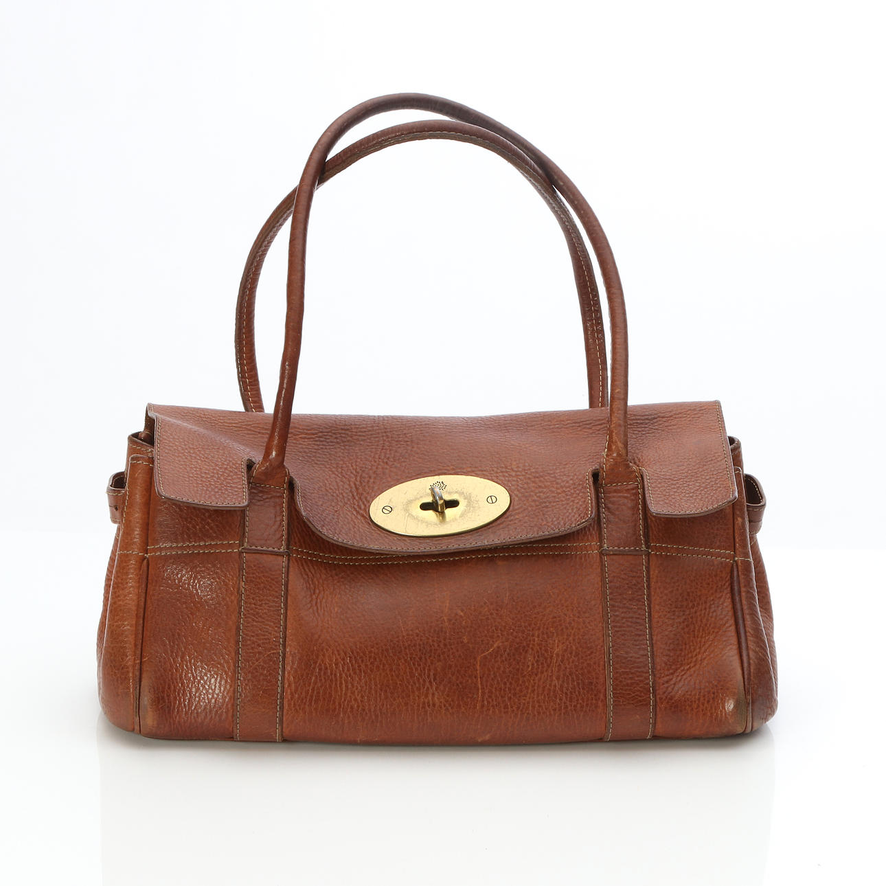 MULBERRY, “BAYSWATER SMALL”, HANDBAG. Brown leather with