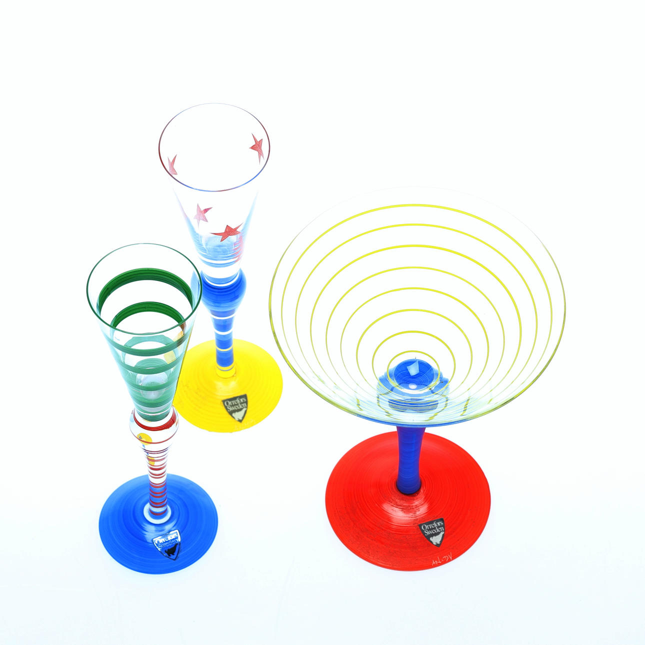 TAIDELASI. 3 lasit, Annie Nilsson, Orrefors.