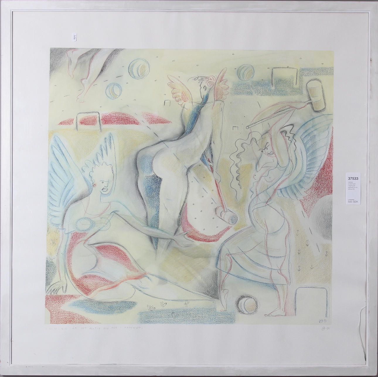 OKÄND KONSTNÄR. Färglitografi. Signerad M och daterad 90.