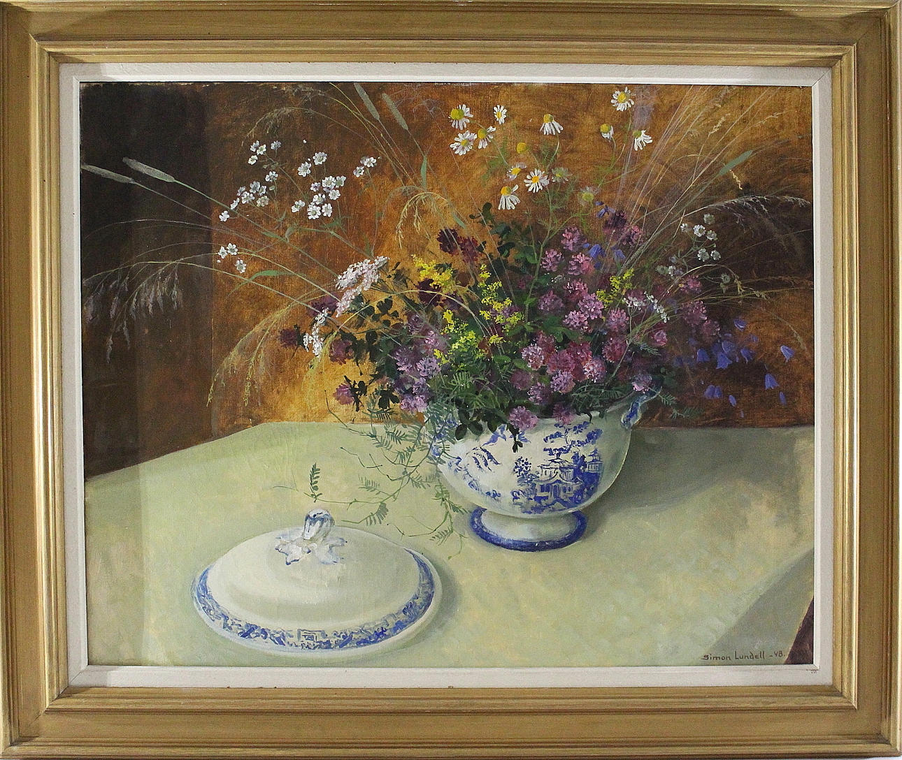 SIMON LUNDELL. olja på duk, "sommarblommor" signerad och daterad 1948.