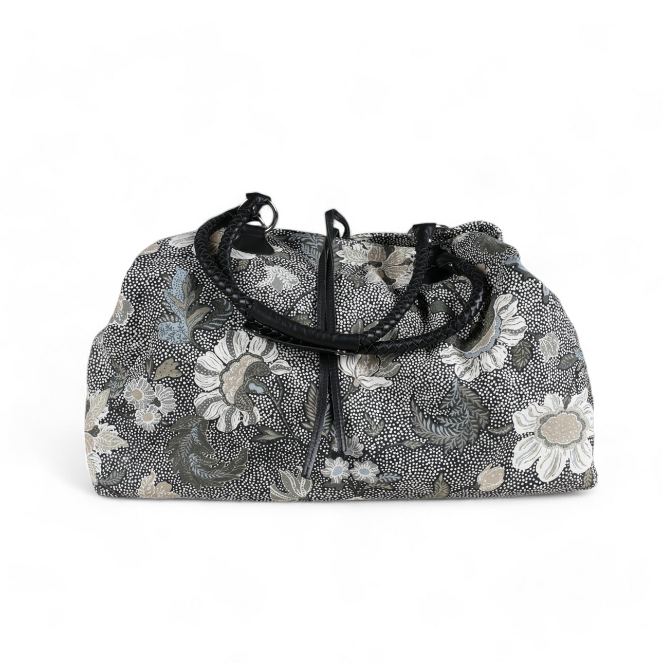 CEANNIS. Weekend Bag, Black Flower Linen.