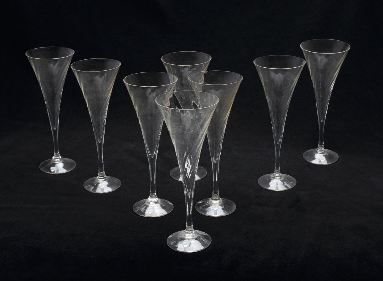 CHAMPAGNEGLAS, 8 st, "Helena", Gunnar Cyrén för Orrefors, 1900-talets sista fjärdedel.