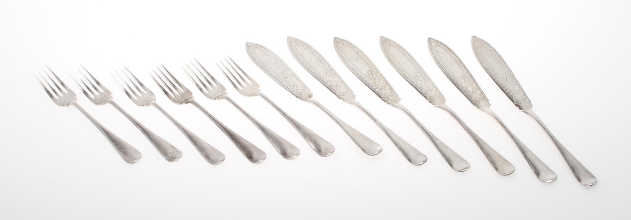 FISKBESTICK, 6 par, England, nysilver.