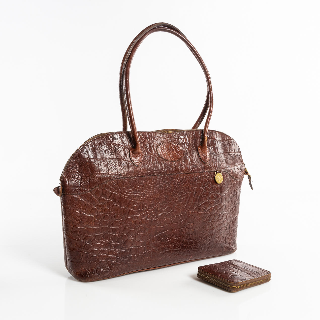 MULBERRY, Väska samt plånbok i brunt congoläder.