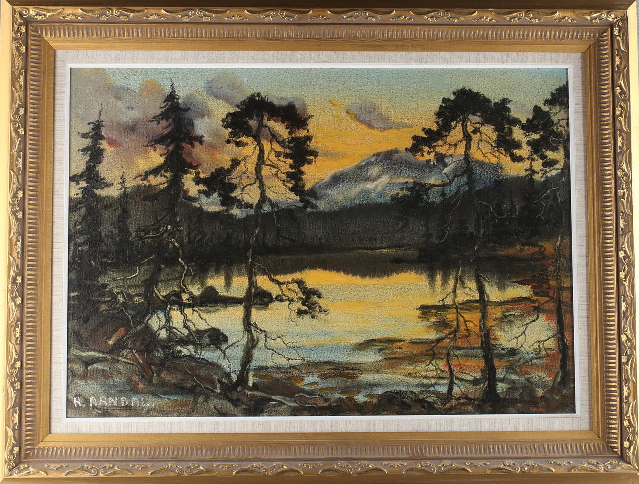 RICK ARNDAL. Fjälllandskap i skymning, olja på duk, signerad.