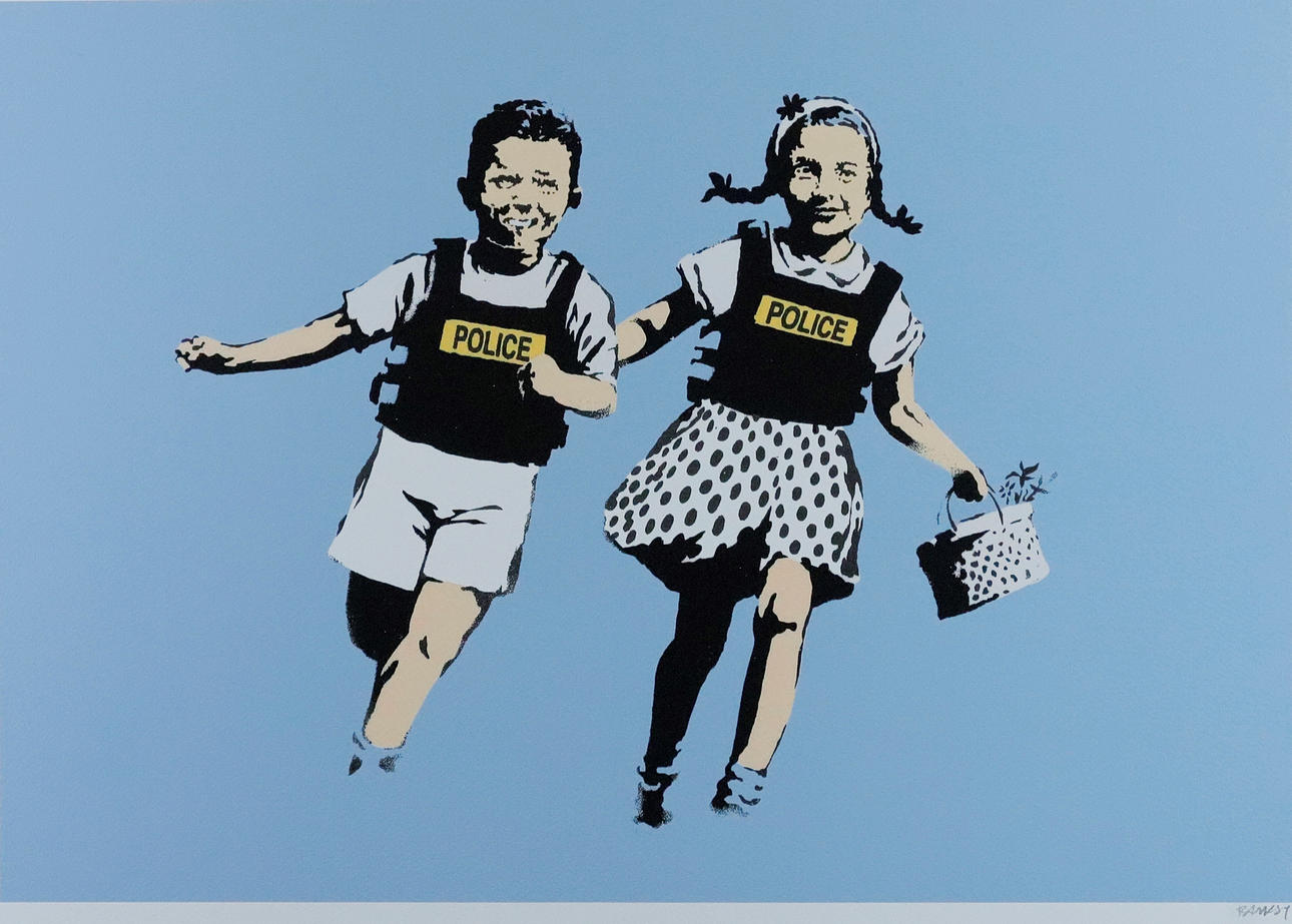- BANKSY. EFTER. - ”Jack and Jill”, färgoffset på papper.