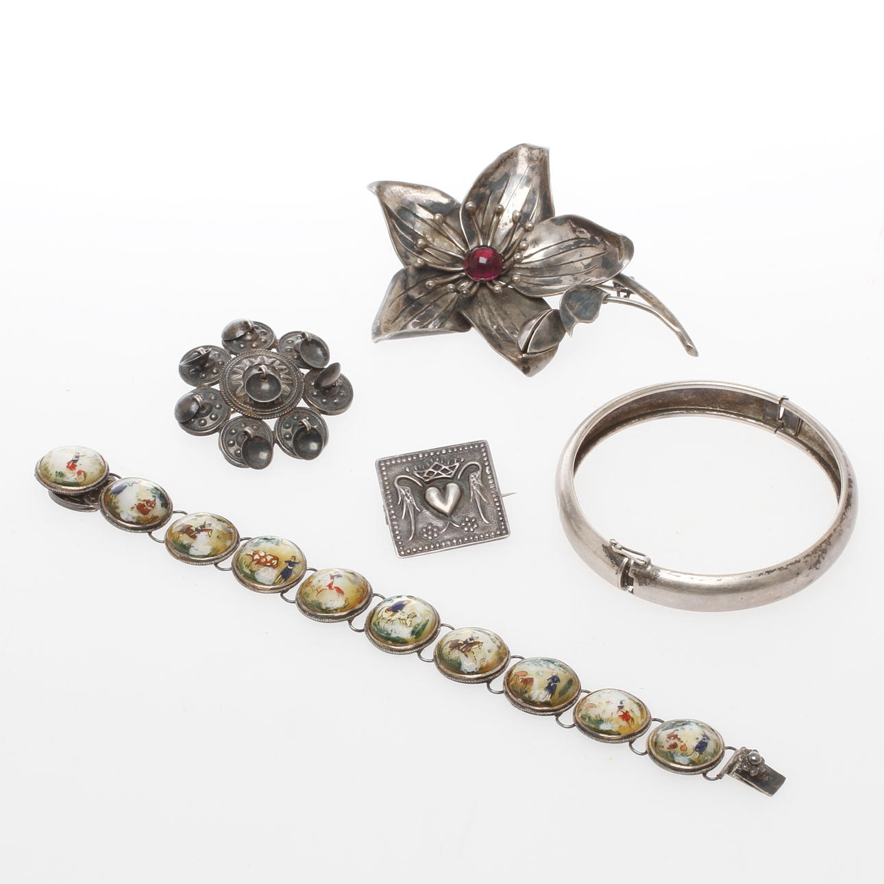 SMYCKEN, 5 delar, silver, 1900-tal.