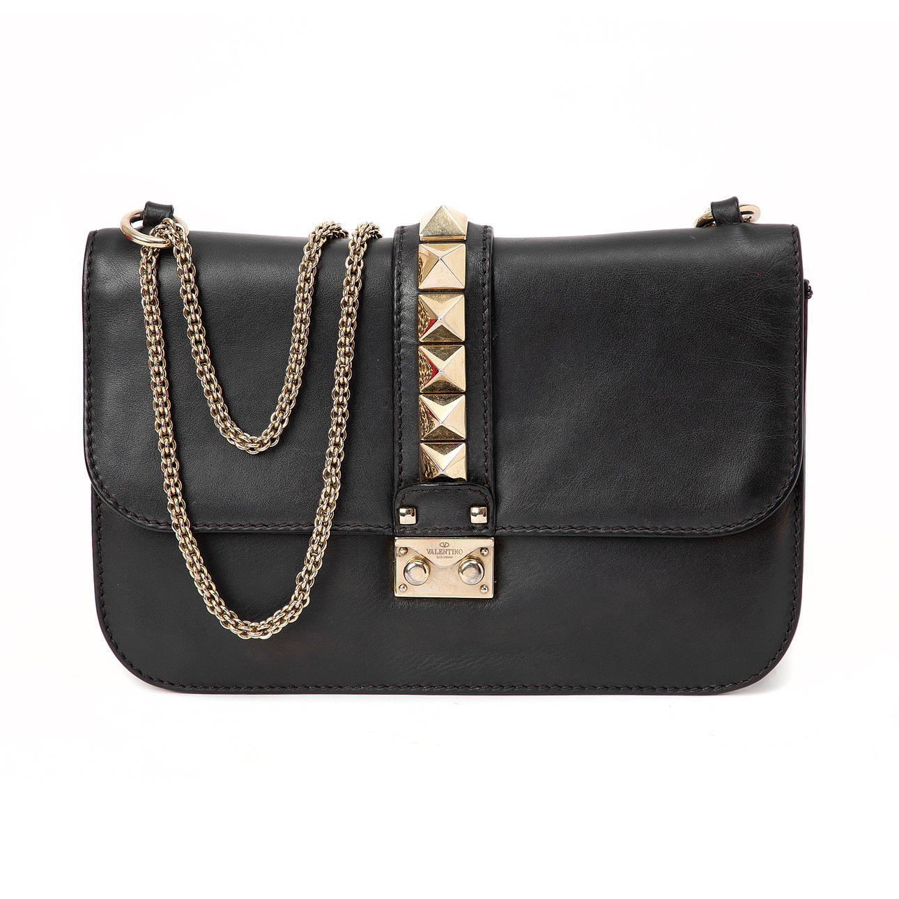 VALENTINO. Bag, “Glam Lock Medium”, leather.