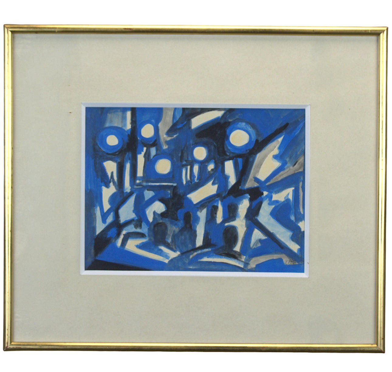 TAGE HEDQVIST. Gouache, “Nattcafé”, signed -81.