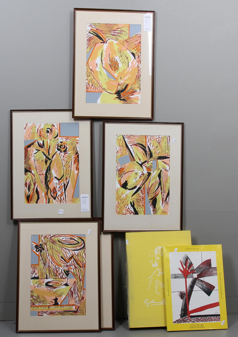 OLLE KÅKS. mapp med 8 st serigrafier, samt 6 st inramade, sign o numr 199/225.