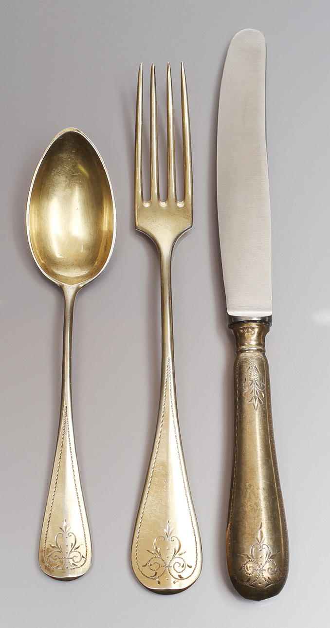 BRUCKMANN. BESTICK, omkring 1900 för minst åtta personer.