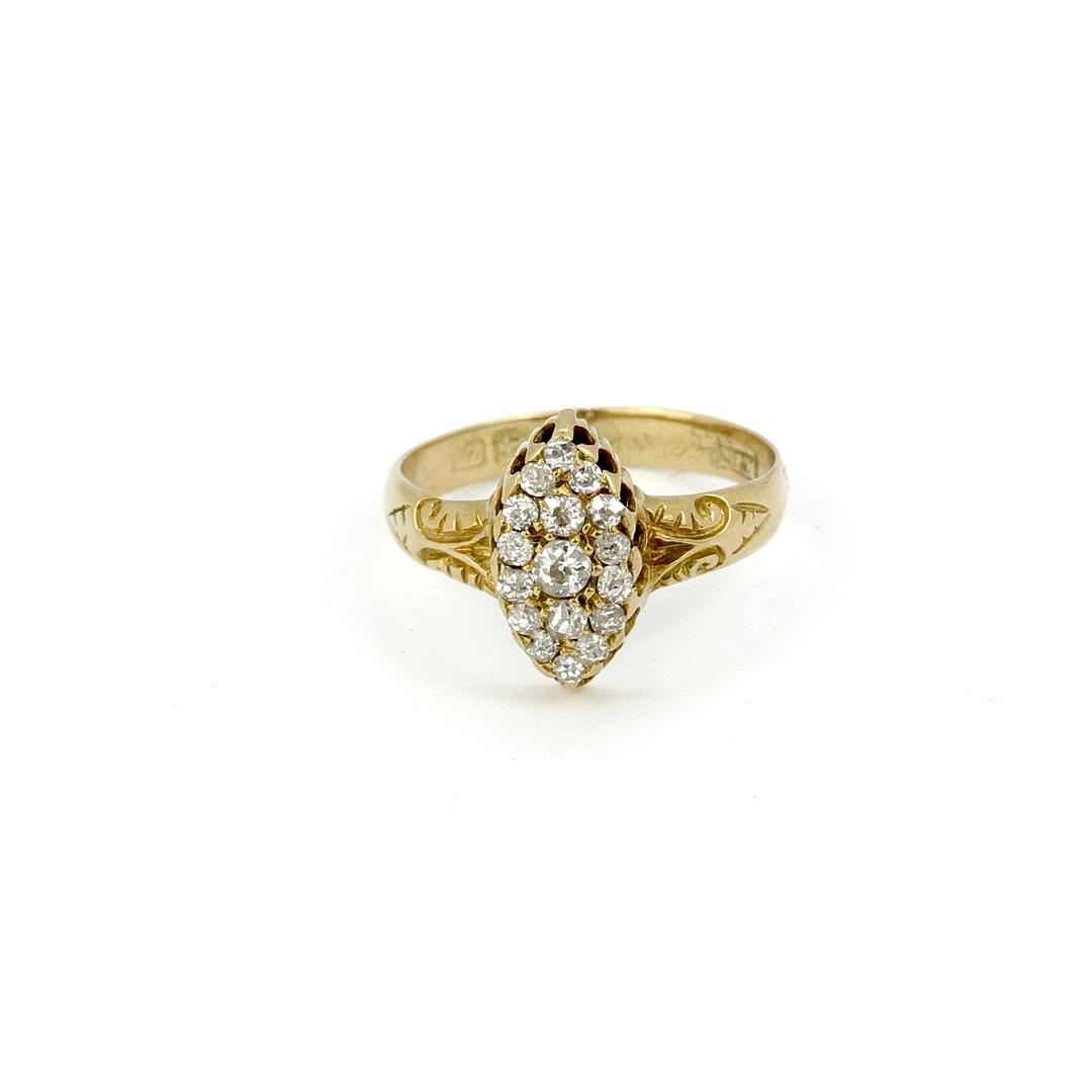 VICTORIAN 18CT GOLD & DIAMOND RING.