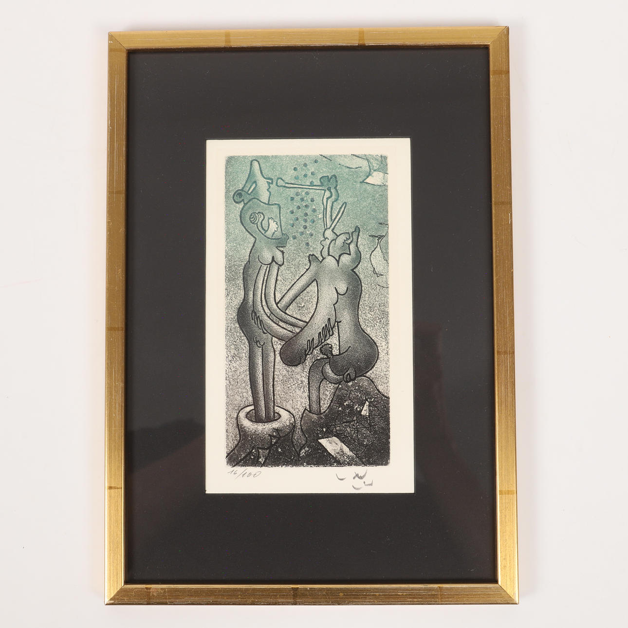 ROBERTO MATTA. Composición de figuras, grabado, firmado.