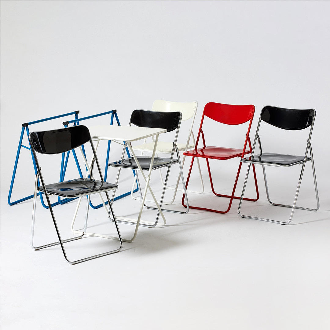 NIELS GAMMELGAARD. “Ted”, chairs, 5 pcs., folding table and leg
