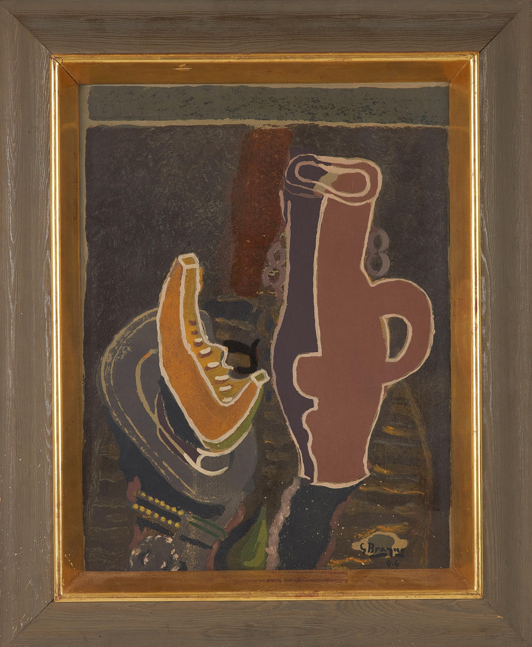 GEORGES BRAQUE. Litografía pintada, «La tranche de potiron».