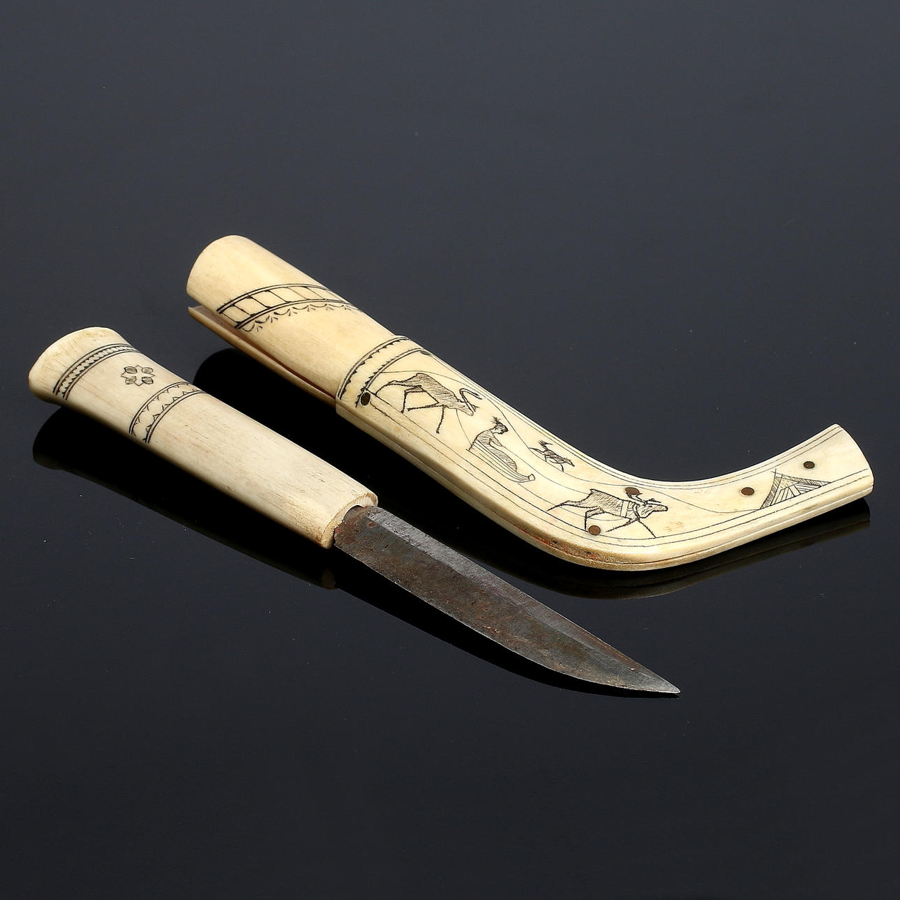 KNIV, horn, samearbete, troligen "Gubben Knektar".