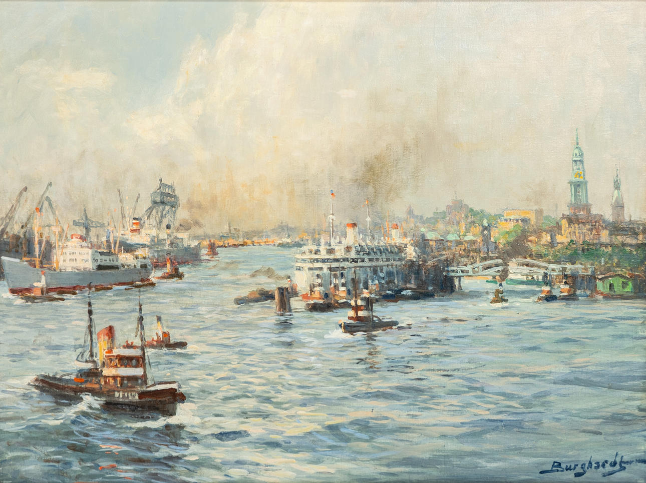 GUSTAV BURGHARDT (1890-1970). Hamburger Hafen.