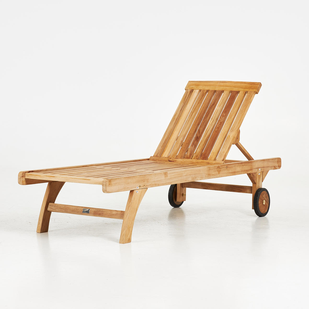 A. HUSEBY, sunbed, contemporary, solid teak, labeled.