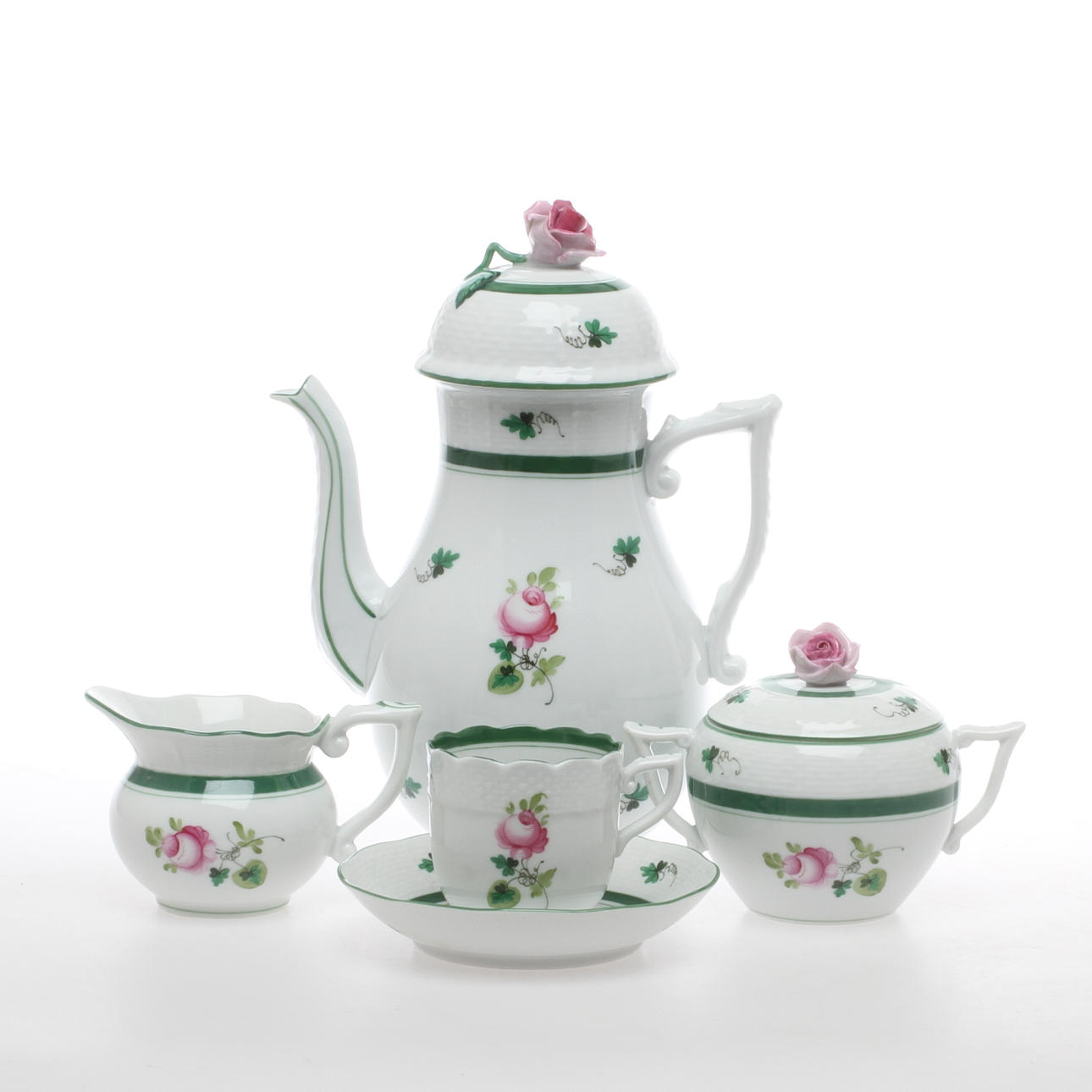 MOCCASERVIS, 12 delar, porslin Herend, Ungern, 1900-tal.