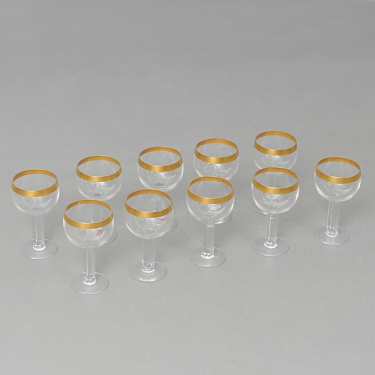 GUNNAR CYRÉN. Vinglas 10 st. Orrefors, delvis förgylld.