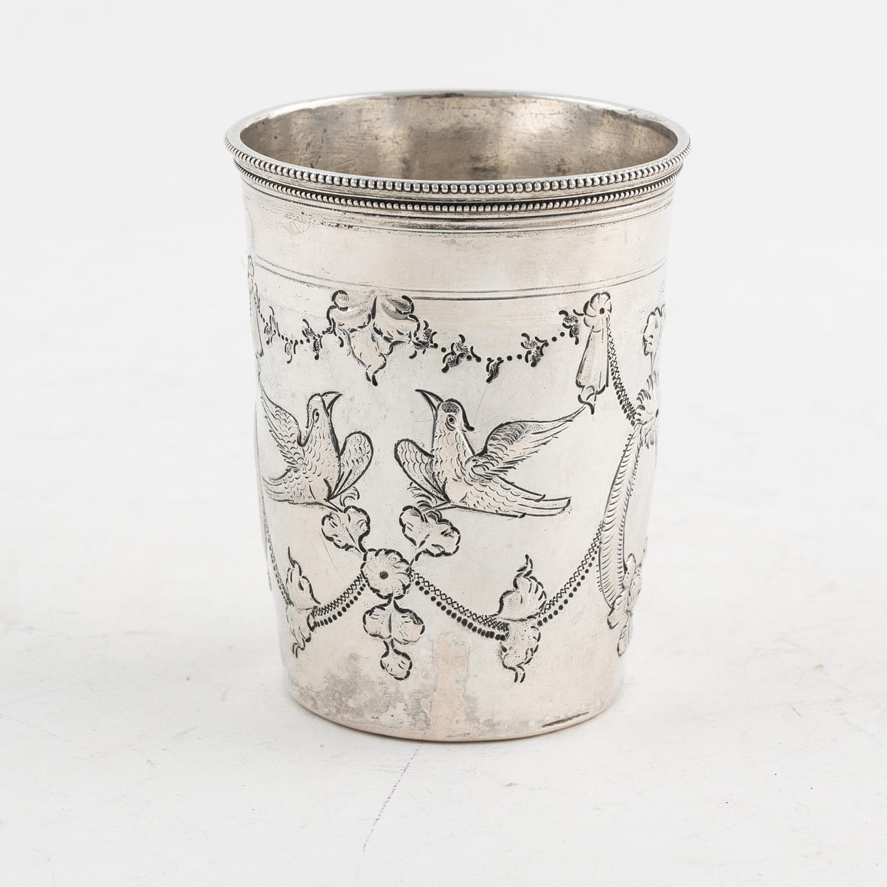 A silver beaker, unknown master, probe-master Andrei Titov, Moscow 1795.