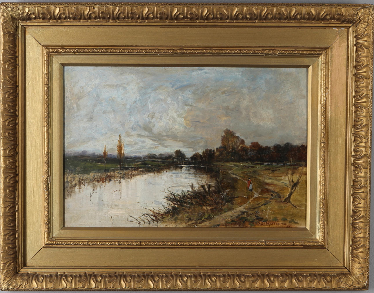 ALEXANDER FULLER MAITLAND. Landskapsmotiv med figurer och vattendrag, olja på duk, signerad.