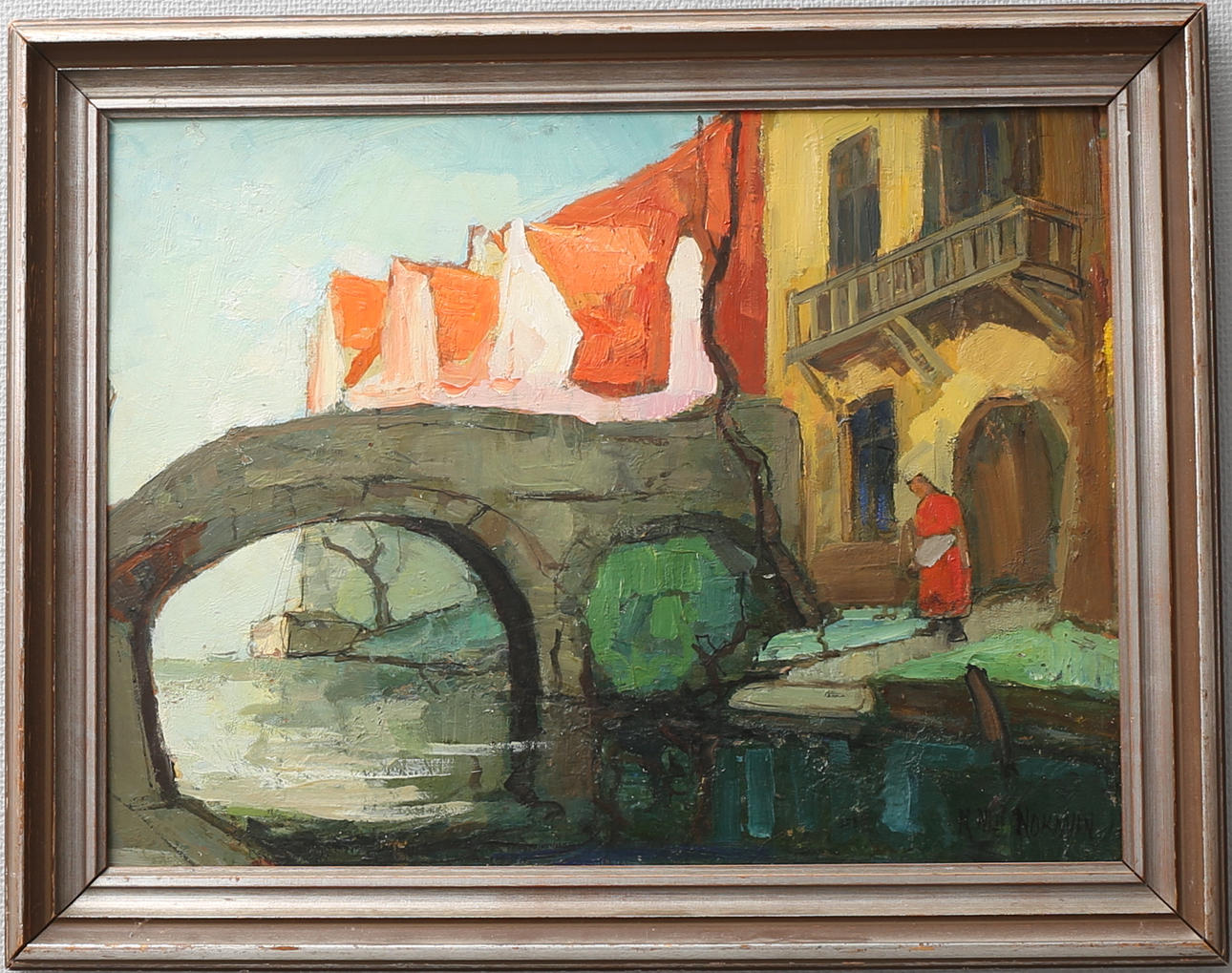 KNUT NORMAN. Sydländskt motiv, olja på pannå, signerad.