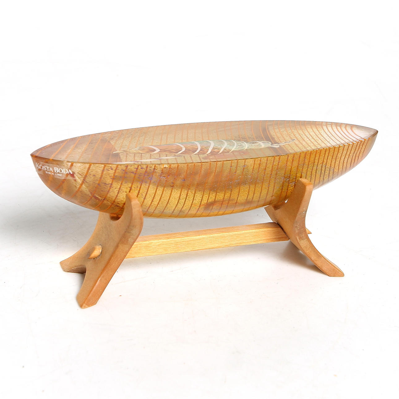 SKULPTUR, glas, båt. Bertil Vallien, signerad. Kosta Boda.