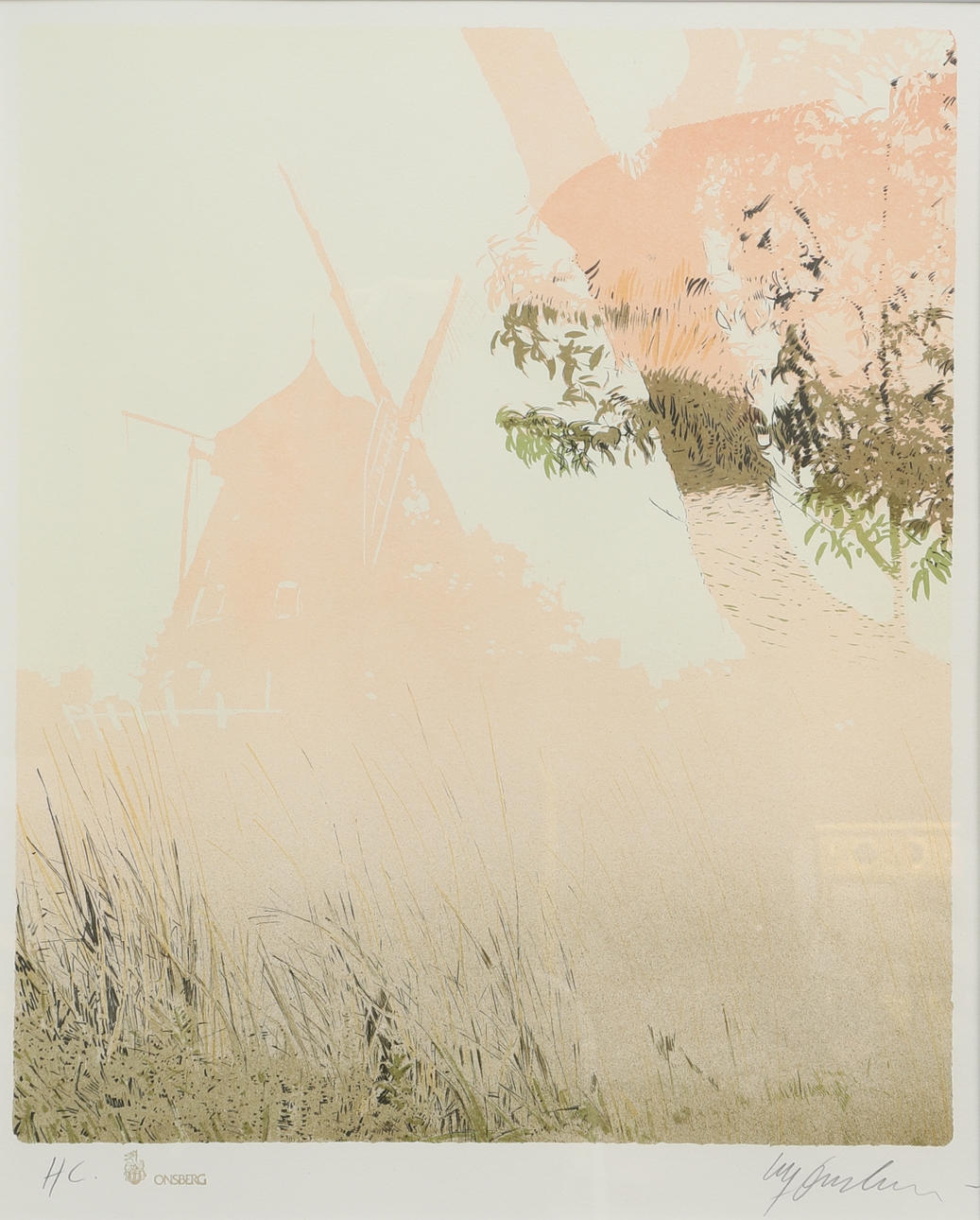 ULF ONSBERG. Lithograph, windmill, signed, Hors Commerce.