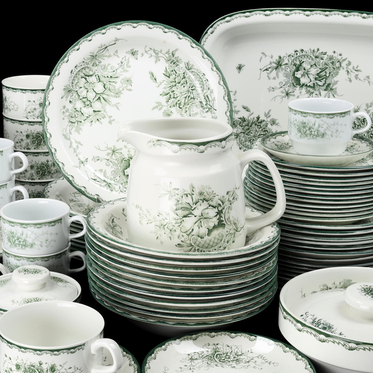 SERVIS, 86 delar, "Grön Anna", porslin, Rörstrand.