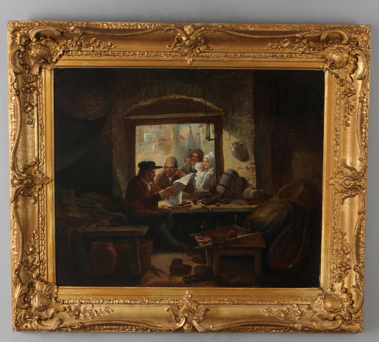 THOMAS FAED. Skomakare vid fönster, olja på duk, signerad.