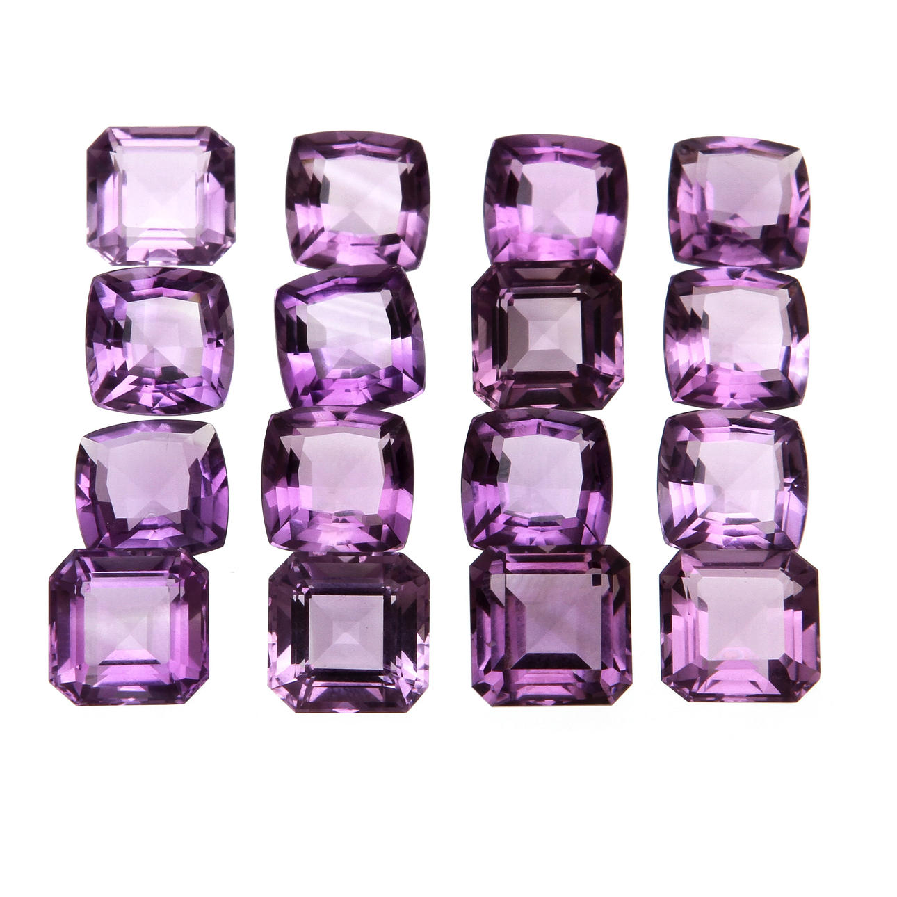 ÄDELSTENAR, 16 st, ametister. Vikt ca 66,5 ct.