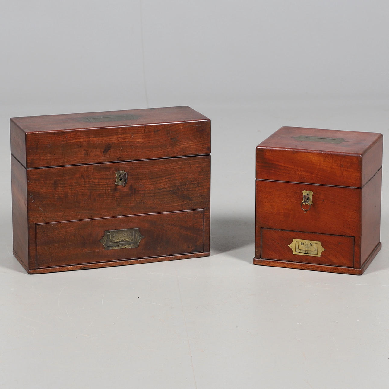 TWO VICTORIAN MAHOGANY APOTHECARY CABINETS.