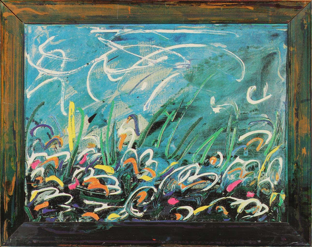 MARIO SCHIFANO. Komposition, serigrafi, signerad a tergo.