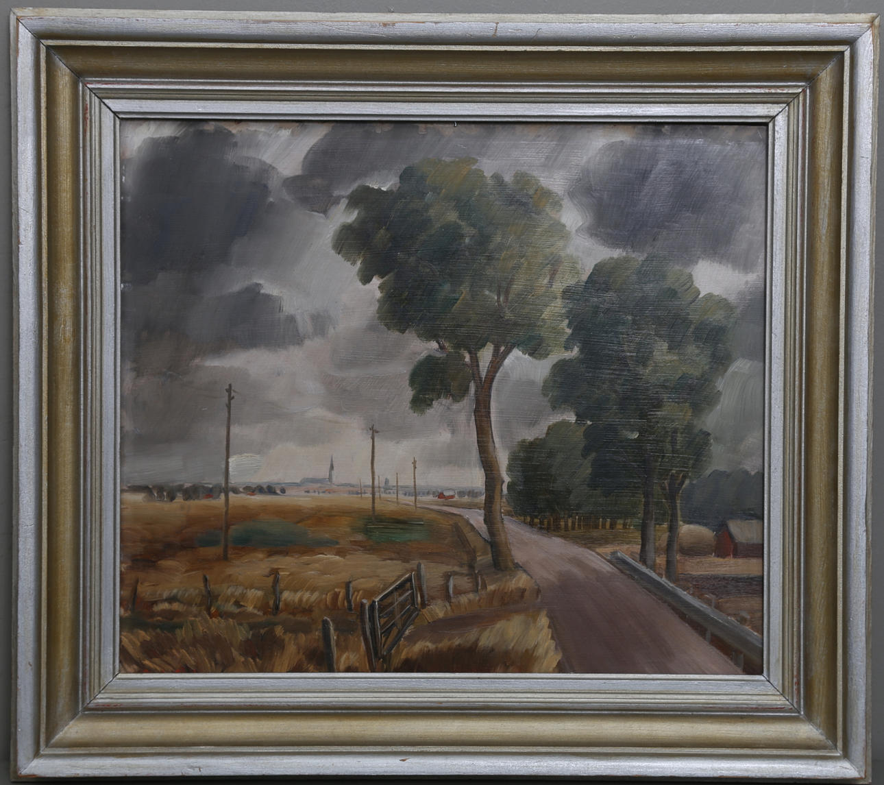 AXEL ANDERSSON. Vy över Linköping. Olja på pannå. Signerad.