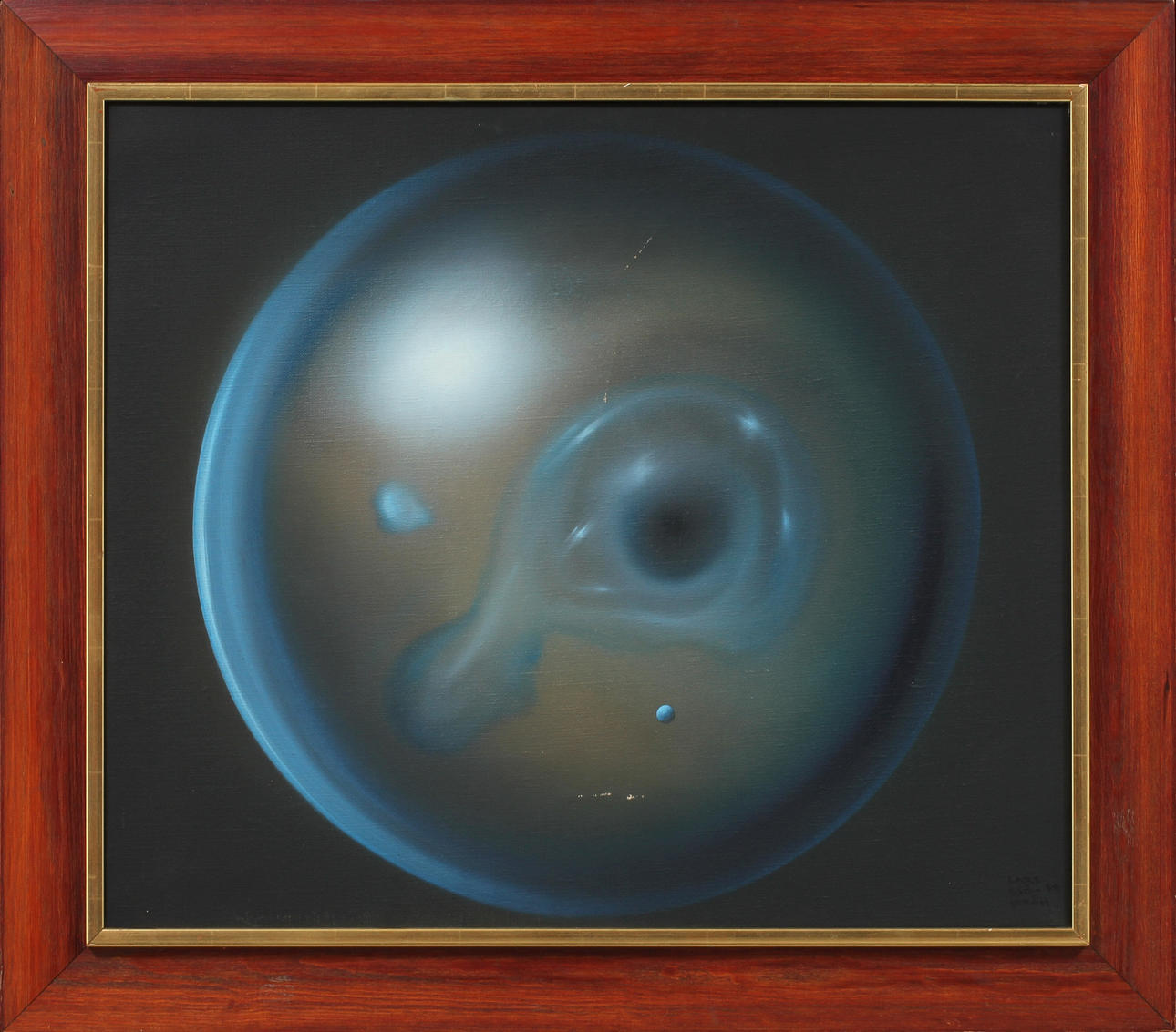 LARS SJÖSTRÖM. "Mikrokosmos-födelse", olja på duk, signerad och daterad 78.