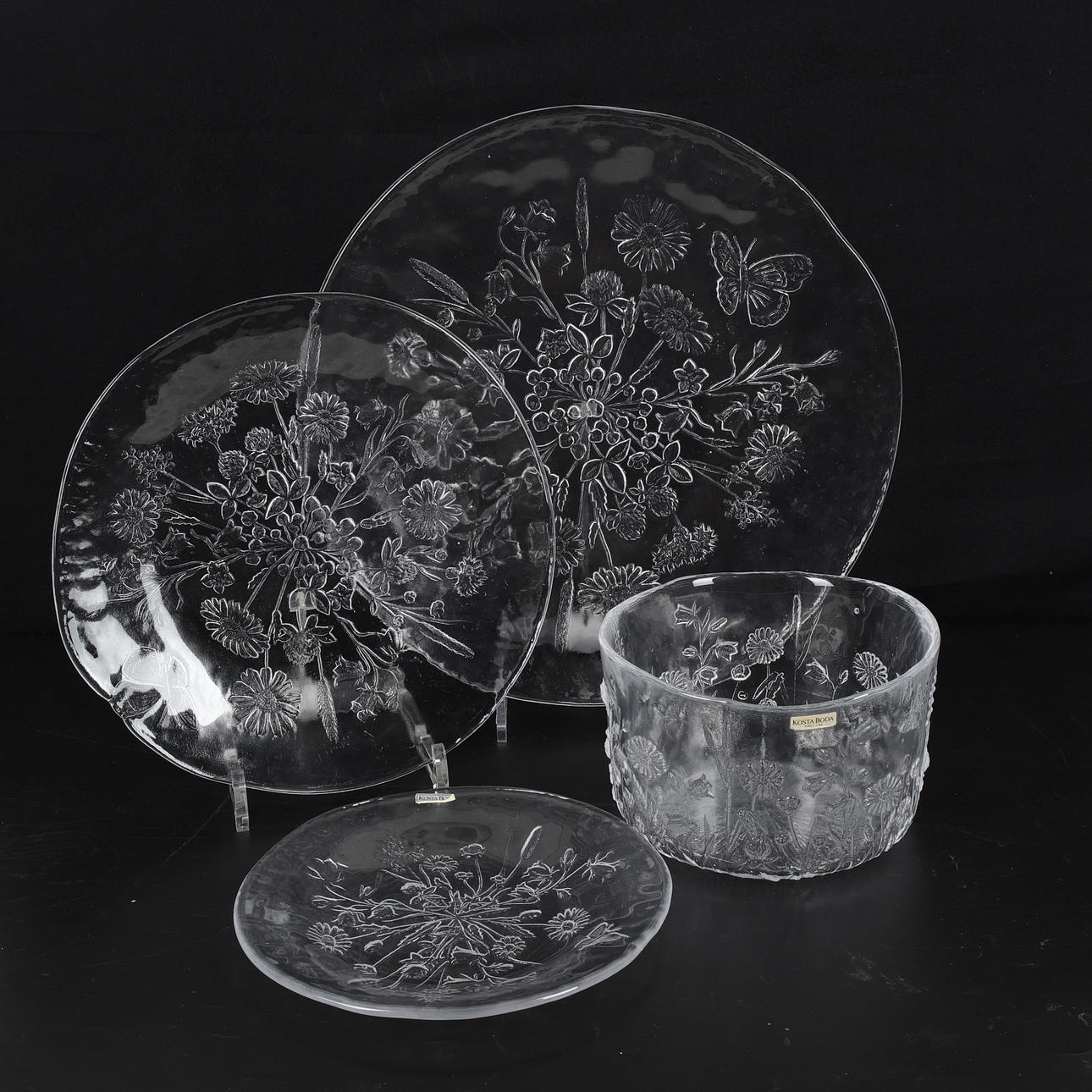 KJELL ENGMAN. tableware, 15 pcs, “Ulla”, glass, Kosta Boda. Glass