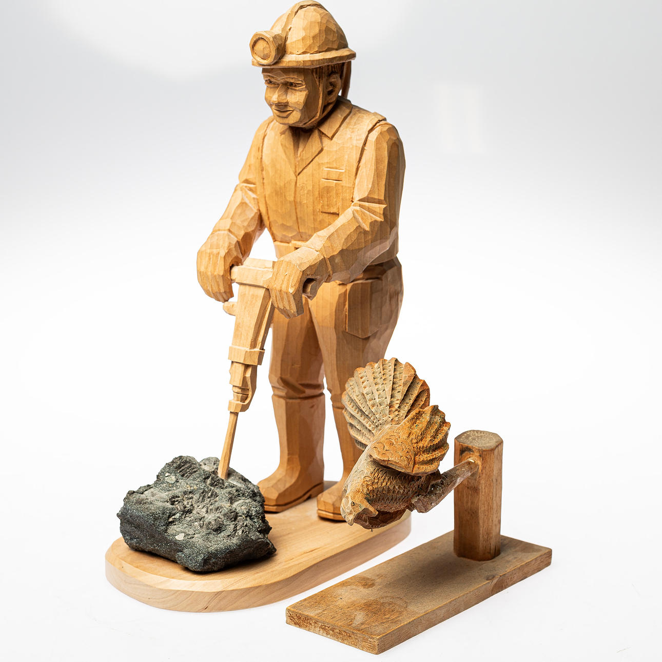 WILLIAM ASPLUND. Holzskulptur, Bergmann, Grängesberg.