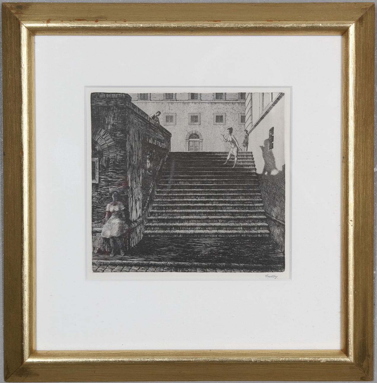 FOLKE GULLBY. "Scala della notte" 1967. Etsning, signerad.