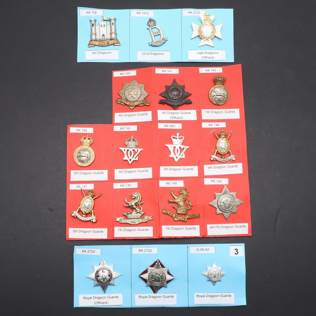 A COLLECTION OF CAP BADGES FOR THE 4TH, 5TH, 6TH AND OTHER REGIMENTS ...