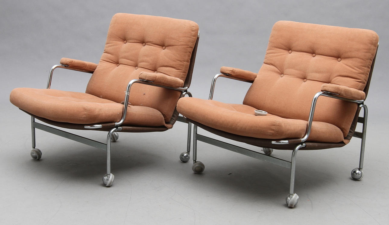 KARMFÅTÖLJER. 2st, "Karin", Bruno Mathsson, Dux.