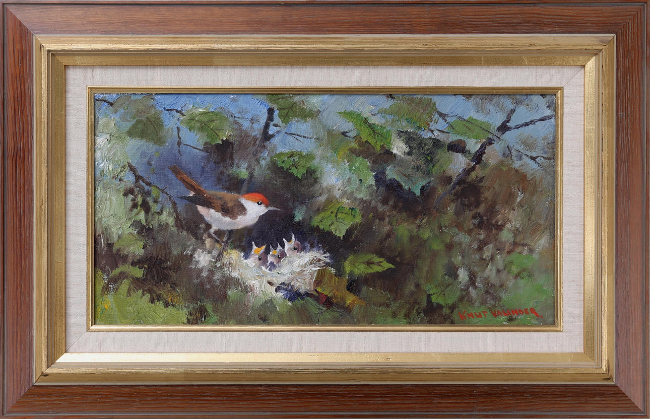 KNUT VALINDER. Fågelboet, olja på duk, signerad.