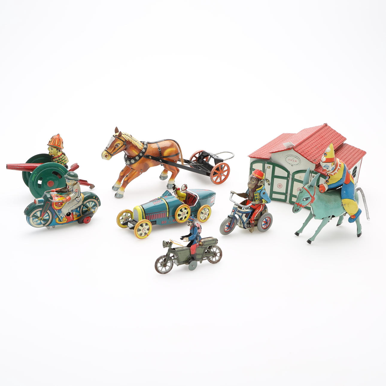 SAMLING PLÅTLEKSAKER, 8 delar, 1900-tal.