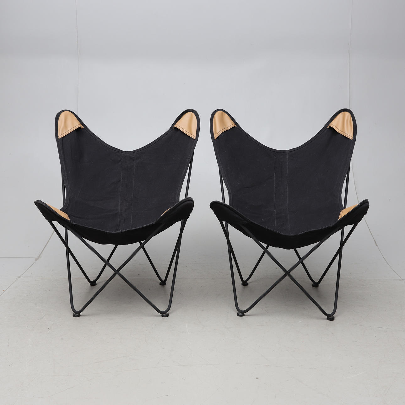 FLADDERMUSFÅTÖLJER, 1 par, stålrör och canvas, 1900/2000-tal.