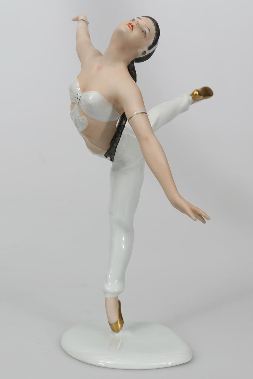 FIGURIN, porslin, Dansös med flätor, Wallendorf.