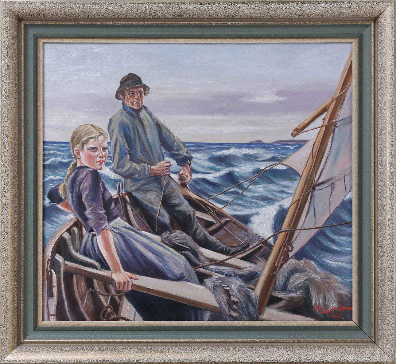 GEORG HULT. REPLIK. Fiskebåten, Olja på duk, 1900-tal.