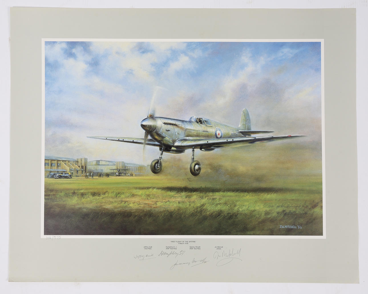 JIM MITCHELL, 'FIRST FLIGHT OF THE SPITFIRE', PENCIL SIGNED LIMITED ...