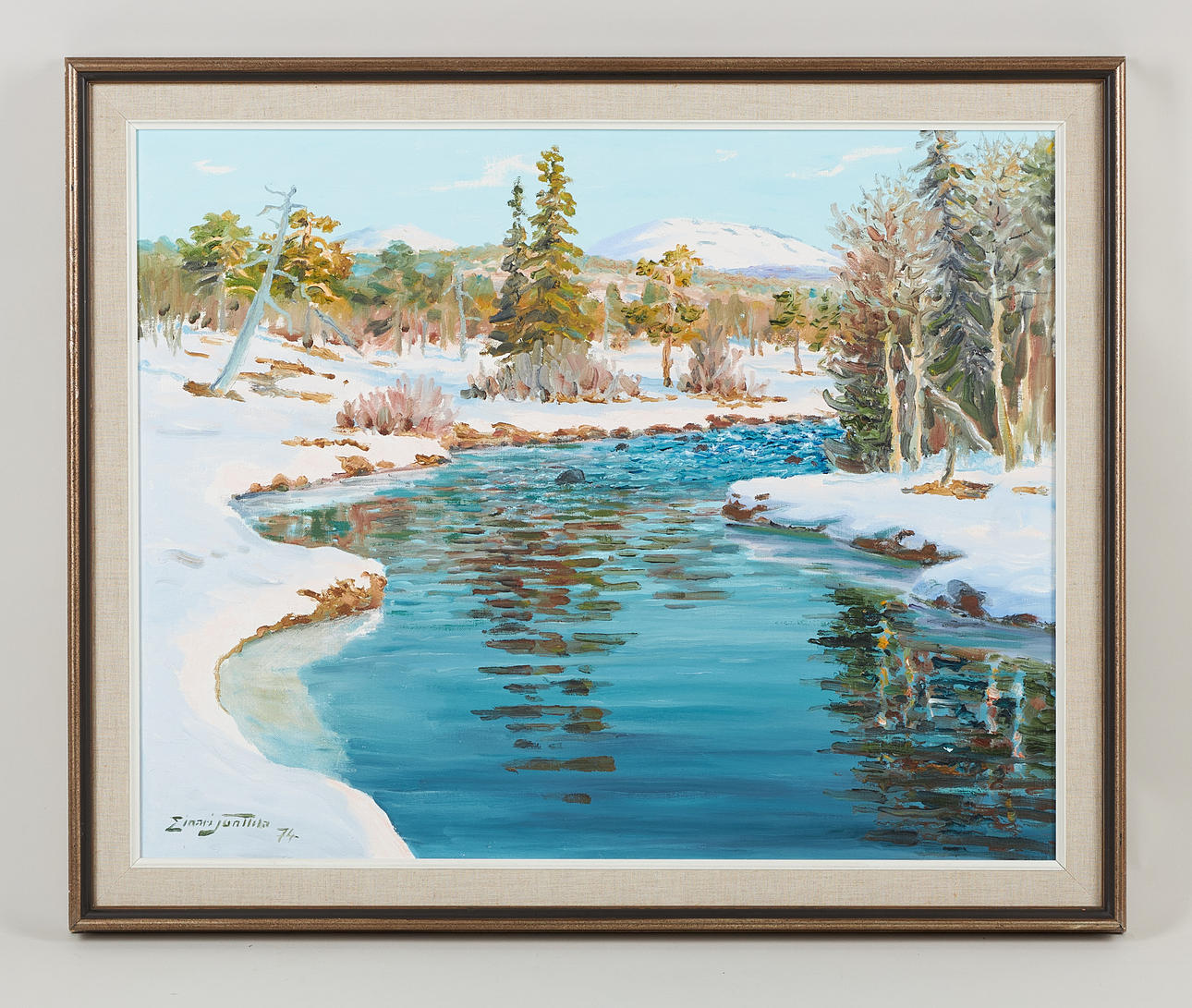 EINARI JUNTTILA. Jerisjoki, Keimiö mountain, signed and dated -74, oil on canvas.